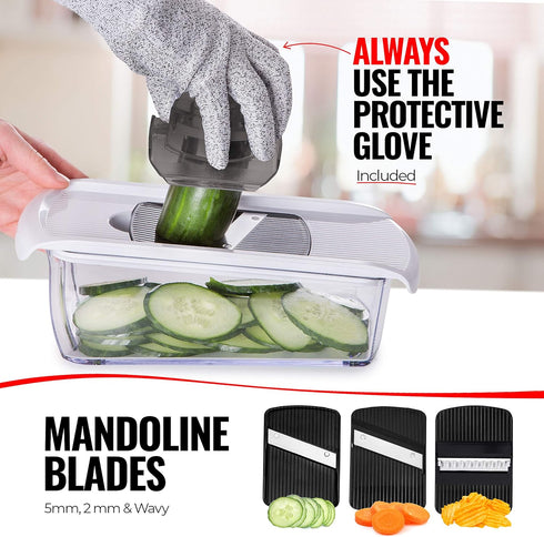 Fullstar Mandoline Slicer, 11 in 1 Kitchen Gadgets, Cucumber Slicer, Cheese Grater, Veggie Slicer, Safety Glove