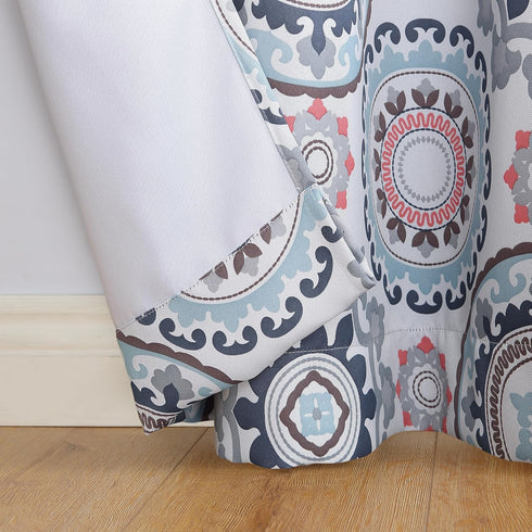 Sun Zero Nepal Global Medallion Print Blackout Curtain Panel, 40" x 84", Stone, Grommet