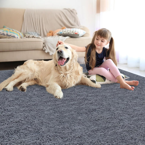8x10 Grey Area Rugs for Living Room: Ultra Soft Fluffy Gray Rugs for Bedroom,Shag Non-Slip Large Fuzzy Plush Rug Indoor