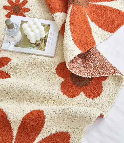 Brnabiou Cozy 50x60) Ultra Soft Daisy Sunflower Knitted Throw Blanket Fluffy Microfiber Checkerboard Bed Blanket