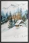 SIGNWIN Framed Canvas Print Wall Art Woodland Nursery Decor Log Cabin Winter