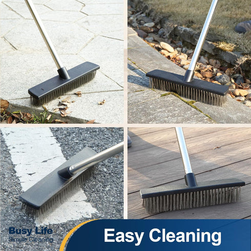 65" Yocada Stainless Steel Wire Scrub Brush with Long Handle Heavy Duty Outdoor Wire Metal Brush Scrubber Broom