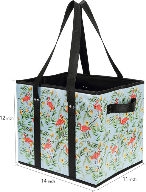 Set Foraineam Reusable Grocery Bags Durable Heavy Duty Tote Bag Collapsible Grocery Shopping Box Bag with Reinforced