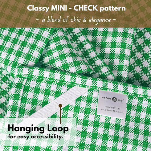 Set 12 16"x26" Native Fab of Gingham Mini Check Kitchen Towels - Cotton Dish Towels - Soft Absorbent Hand Towels