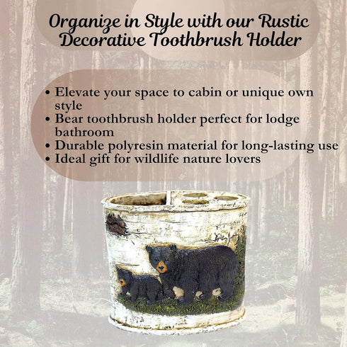 BestGiftEver Black Bear Toothbrush Holder - Rustic Cabin Bathroom Accessories and Decor - Bear-Themed Toothbrush Holder