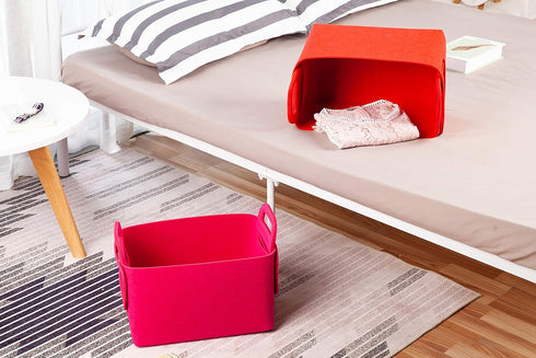 Minoisome Collapsible Felt Storage Basket, Convenient Box Organizer with Carry Handles for Nursery Toys