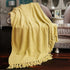 Home Soft Things Yellow Throw Blanket, Knitted Tweed Throw 50'' x 60'', Super Soft Cozy Warm