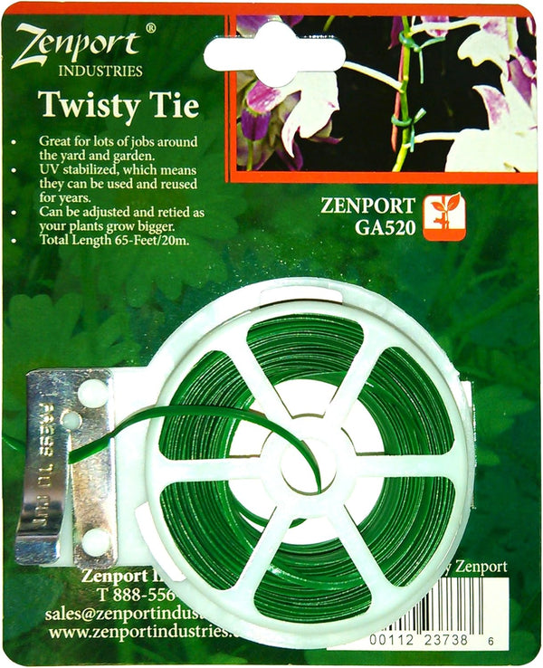 Zenport GA520 Garden Twisty Plant Tie, 65-Feet, Green