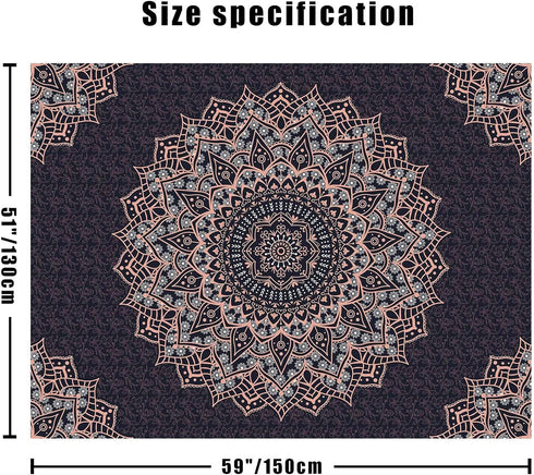 Edeesky Black Mandala Tapestry Wall Hanging, Psychedelic Aesthetic Indian Hippie Decor for Bedroom, Living Room