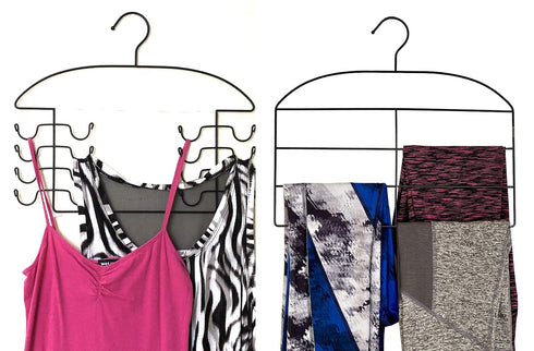 DR. ORGANIZER Leggings/Yoga Pants & Tank Top Closet Organizer Hanger, 2 Piece Set, Black