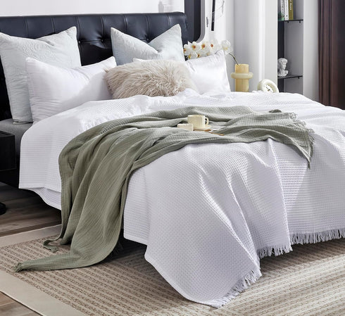 KyraHome 100% 60"x80", Summer, Organic Cotton Throw Blankets, Plant Dyed, Lightweight Warm, Gauze Soft Muslin Blankets