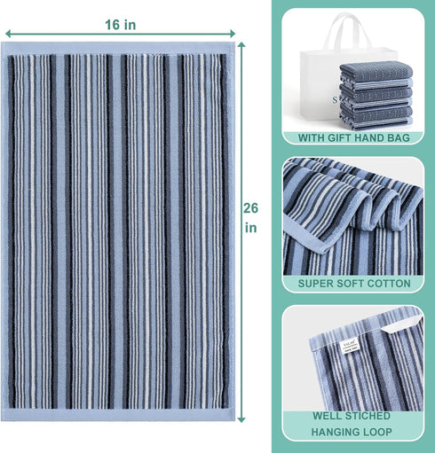 SALAS Sets 16" 26", 6 Packs, Kitchen Dish Towels for Drying Dishes, Large Cotton Kitchen Towels, Stripped Terry Dish