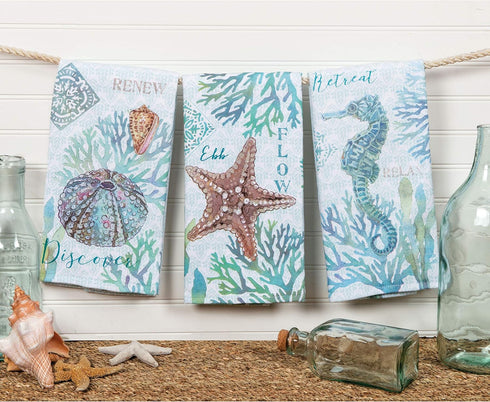 Kay Dee Designs Set of 3 Beachcomber Terry Kitchen Towels, Dual Purpose
