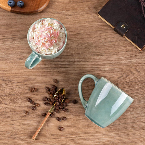 Set 4, 12oz Set GBHOME Ceramic Coffee Mugs of Stoneware Coffee Mugs For Dad Mom Women MEN, Light Weight Coffee Cups