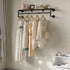 Industrial Pipe Clothes Rack with Top Shelf and 3 Hooks, 41''L Wall Mounted Heavy Duty Iron Garment Rack