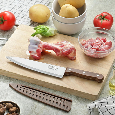 8 inch Chef Knife, Razor Sharp Kitchen Knife with Protective Sheath, Ergonomic Handle, Dishwasher Safe