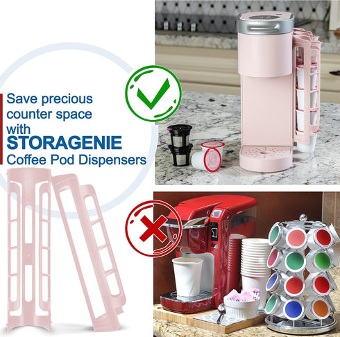 STORAGENIE Coffee Pod Holder for Keurig K-cup, Side Mount K Cup Storage for Small Counters (Pink)