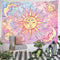Ohjijinn Pastel Pink Burning Sun Tapestry - Mystic Celestial Sun and Moon with Stars - Psychedelic Tie Dye Wall Hanging
