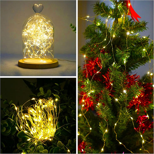Twinkle Fairy Lights Battery Powered 20 LED on 7.2feet Silvery Copper Wire for DIY Wedding Party Decor (Warm White)