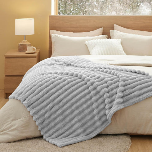 350GSM Cozy Grey60x80 Inches, Bedsure Twin Blanket for Couch - Super GentleSoft Fuzzy Fluffy Blankets for Women, Cute