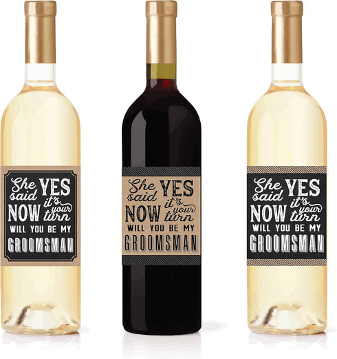 Hadley Designs 6 Will You Be My Groomsman + 1 BONUS Best Man Proposal Stickers or Labels Set for Groomsmen Party Favors
