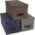 Bigso Silvia Organizational Storage Box with Leather Handle, Durable Decorative Storage Boxes with Lids, Gray