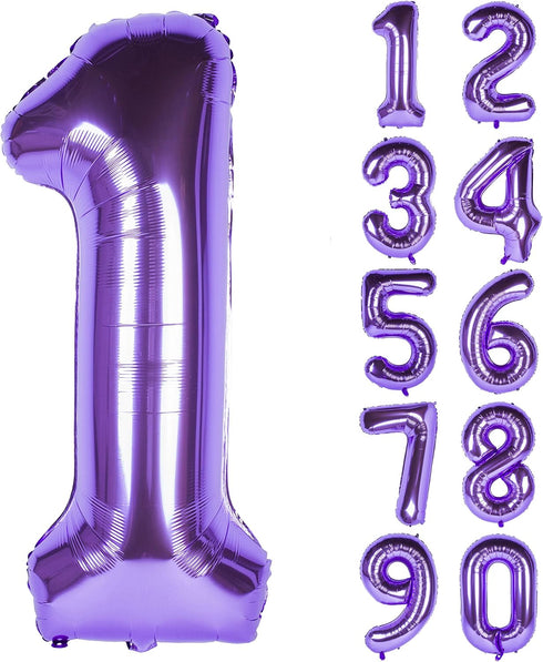 40 Inch Purple Helium Foil Birthday Party Number Balloons (Purple 1)