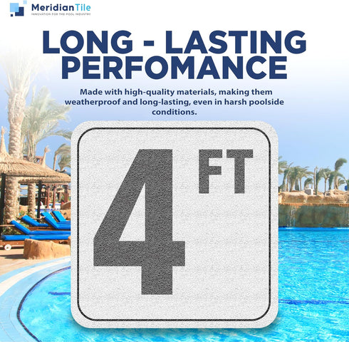 4FT 6x6 Inches Swimming (3 Pack) Aquatic Custom Tile, Pool Depth Markers, Vinyl Pool Stickers, Pool Number Markers