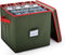 Handy Laundry Christmas Ornament Storage Box, Holds up to 64 Holiday Ornaments, Adjustable Dividers, Green