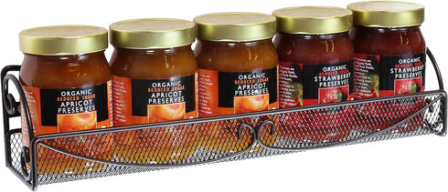 Deco Brothers Wall Mounted Single Tier Mesh Hanging Spice Rack, Set of 2, Bronze