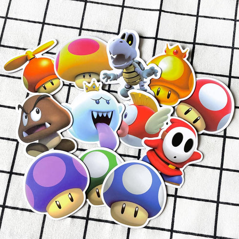 Mushroom Fridge Magnet (12 Pack), Funny Super Game Bumper Decoration for Office Cabinets, Flexible Reusable Vinyl