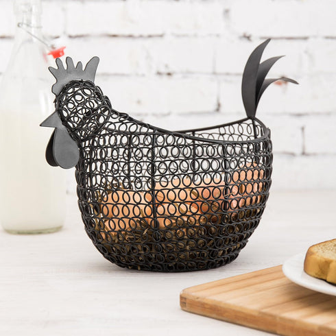 Countertop, MyGift Egg Holder Chicken Shaped Wire Egg Gathering Basket, Farmhouse Home Decor Display Storage Collecting