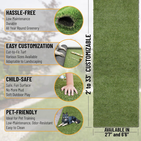 Waterproof Easy-Clean Solid Grass Design 3x4Indoor/Outdoor Artificial Grass Roll Runner Rug, 2'7'' x 4', Green by Sweet Home Stores