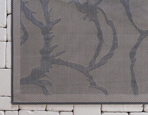 Unique Loom Outdoor Botanical Collection Area Rug - Rose, Gray/Silver (2' x 6' 1" Runner)