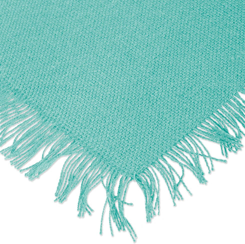 DII Everyday Collection Fringed Solid Table Runner, 14x72, Aqua