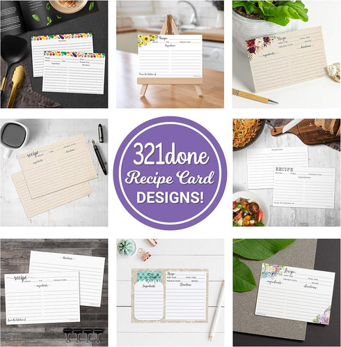 321Done Set of 50 Small Recipe Cards 3x5, Modern Scribble Kraft Tan Rustic Boho for Wedding, Made in USA