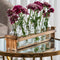 Beautiful Glass Flower Vase with Wooden Plant Stand & 6 Bud Vases,