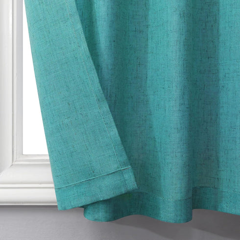 Country 30 Inch 2 Teal Kitchen Curtains for Small Windows Length Tier Panels Back Tab Top Pocket Thick Sheer Short