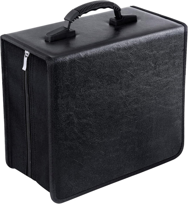 CD Case - 400 Capacity DVD Wallets, Protective CD Storage Organizer Holder Album Box Binder (Black Leather)
