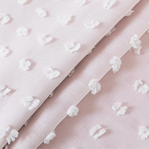 2 Lino Rosa Pink Blackout Curtains for Bedroom Nursery Panels,Sheer White Overlay Pom Pom Floral Ruffle Cute Coquette