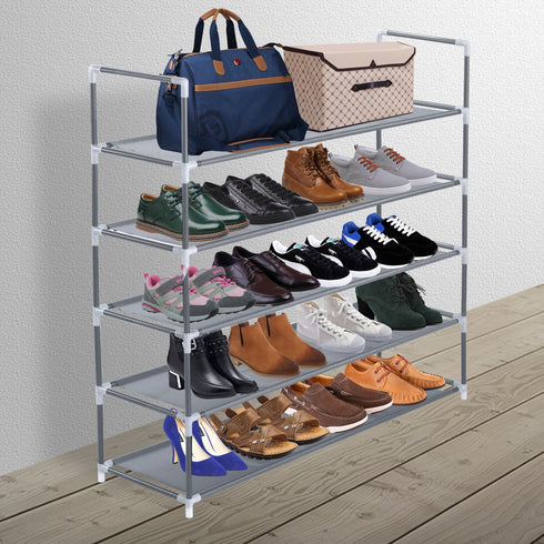 5-Tier Herron Shoe Rack, Durable & Stable Shoe Organizer, Space Saving, Non-Woven Fabric Shoe Shelf (Grey)