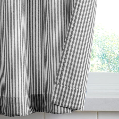 July Joy Cotton Valance Curtains, 18 Inches Long Country Kitchen Curtains for Small Window, Black