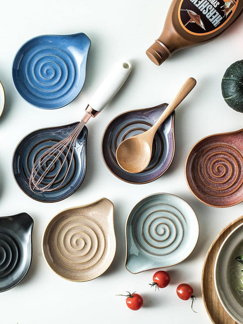Spoon Holder, Porcelain Cooking Spoon Rest for Stove Top, Large Utensil Rest for Kitchen Counter