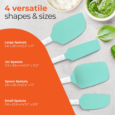 M KITCHEN Silicone Spatula Set - Heat Resistant & BPA Free - 4 Piece Nonstick Rubber Spatulas, Spoonula, Jar Scraper for Cooking, Baking, Mixing, Frosting - Dishwasher Safe Kitchen Utensils by M KITCHEN WORLD