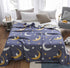 J-pinno 100% 6 58" 80") Bright Moon Stars Muslin Blanket Reversible Cotton Layer Quilt Bed Blanket Soft Warm Throw Sofa