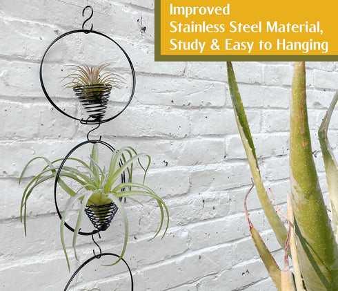 Casktcom 5.5" 3 Air Plant Hangers for Ceiling & Windows, Airflow Hanging Air Plant Holder, Tillandsia Succulent Display