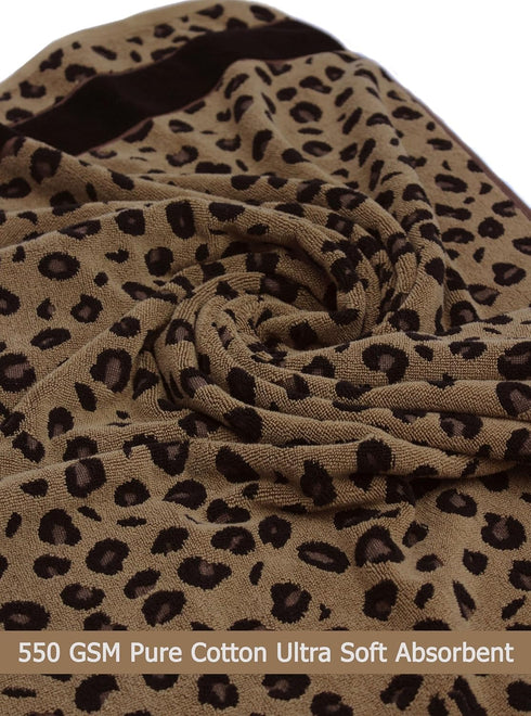 6 Set 100% 2 2 2 Set COTTON CRAFT Piece Towel - Animal Print Leopard Cheetah Africa Safari Cotton Jacquard Bath Towel