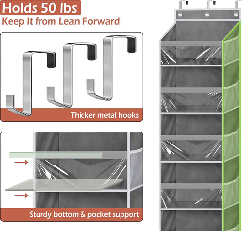 MISSLO Over the Door Organizer - Hanging Storage with 6 Large Pockets, 12 Side Pockets for Baby, Bathroom, Toys