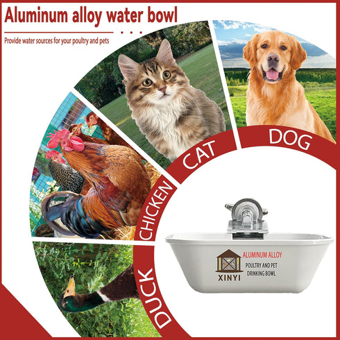 XINYI 2pcs Chinchillas, Aluminum Alloy Chicken Water Cups, Automatic Metal Chicken Water Feeder for Dog, Cat, Bunnies