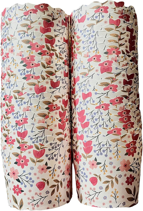 Paper Baking Cups, Greaseproof Disposable Cupcake Liners (Large Cups, 50-Pack), Floral Design